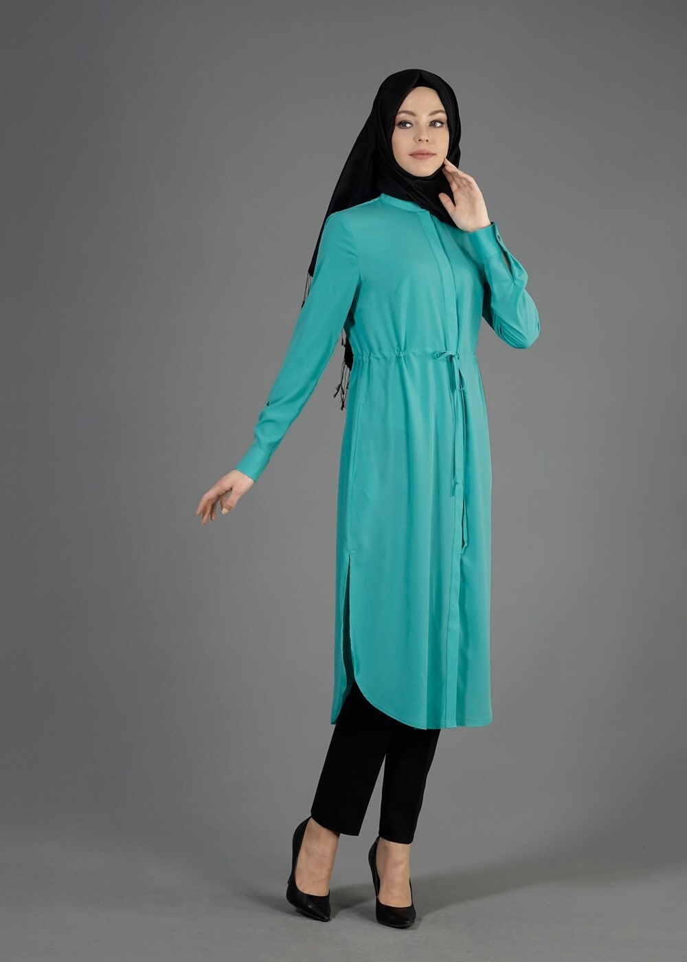 Tesettür giyim MAVİ T 4966 Lesa Tesettür Tunik-Alv Fashion