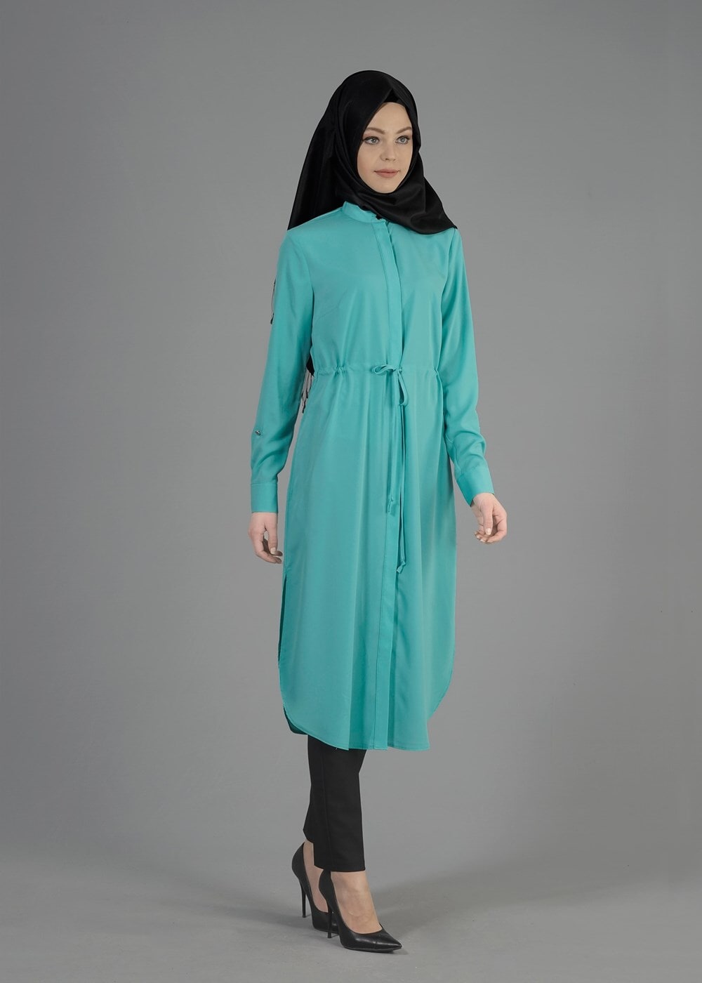 Tesettür giyim MAVİ T 4966 Lesa Tesettür Tunik-Alv Fashion