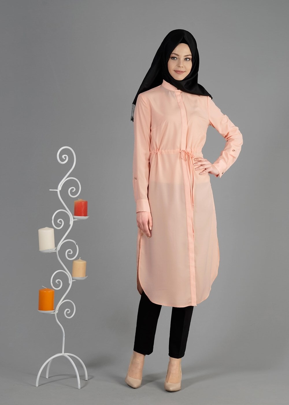 Tesettür giyim PUDRA T 4966 Lesa Tesettür Tunik-Alv Fashion