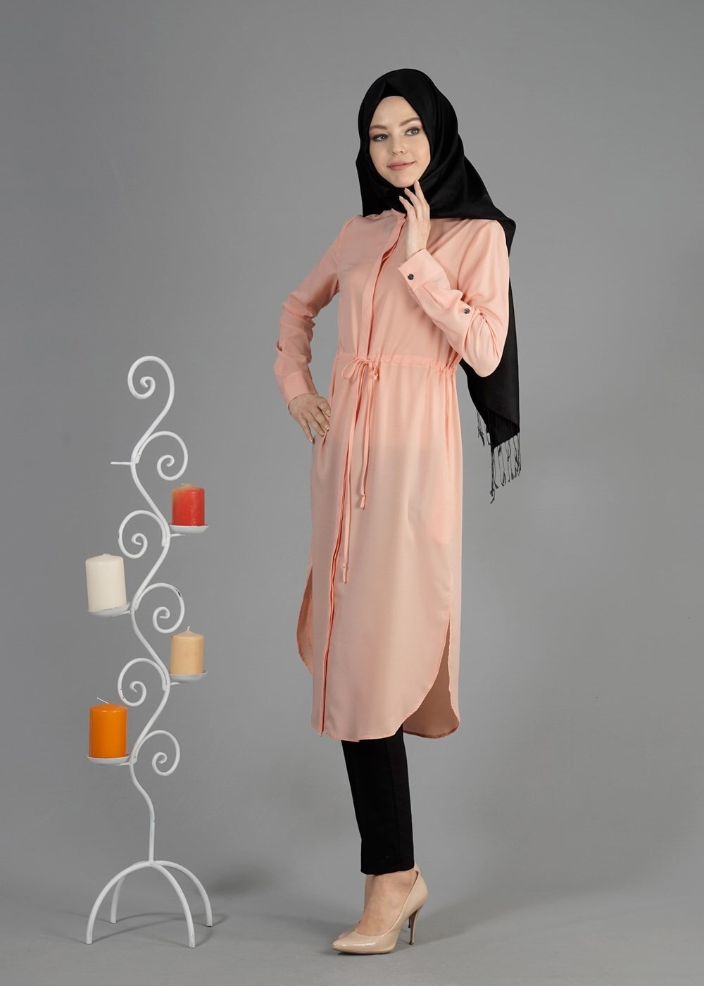 Tesettür giyim PUDRA T 4966 Lesa Tesettür Tunik-Alv Fashion