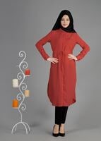Tesettür giyim KIRMIZI T 4966 Lesa Tesettür Tunik-Alv Fashion