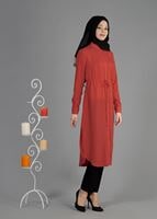 Tesettür giyim KIRMIZI T 4966 Lesa Tesettür Tunik-Alv Fashion