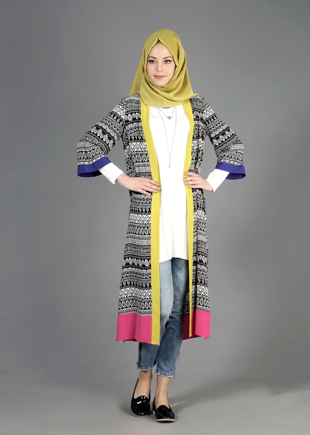 Tesettür giyim SİYAH T 4877-1 Burble Crep 2Li Tesettür Tunik-Alv Fashion
