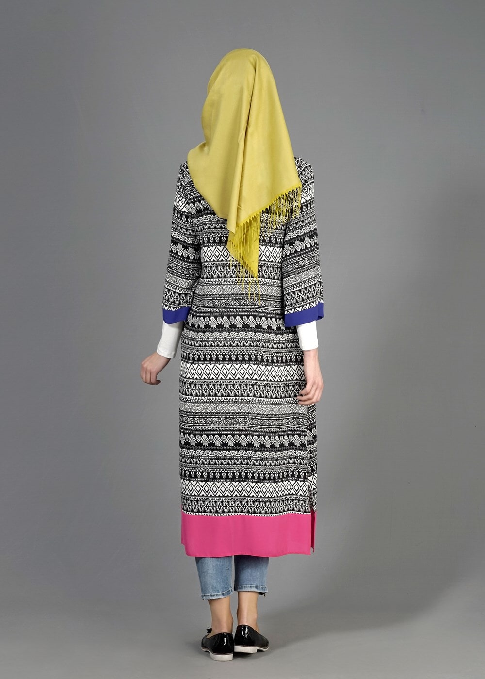 Tesettür giyim SİYAH T 4877-1 Burble Crep 2Li Tesettür Tunik-Alv Fashion