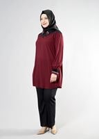 Tesettür giyim BORDO T 2483 Eliz Tesettür Tunik-Alv Fashion