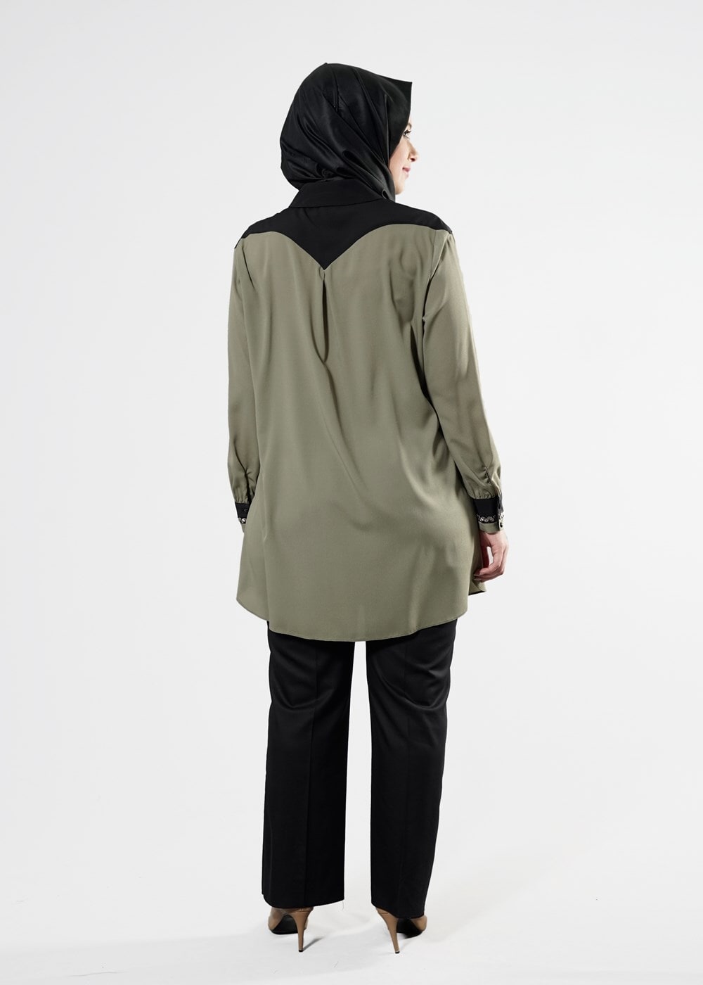 Tesettür giyim HAKİ T 2483 Eliz Tesettür Tunik-Alv Fashion