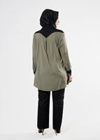 Tesettür giyim HAKİ T 2483 Eliz Tesettür Tunik-Alv Fashion