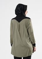 Tesettür giyim HAKİ T 2483 Eliz Tesettür Tunik-Alv Fashion