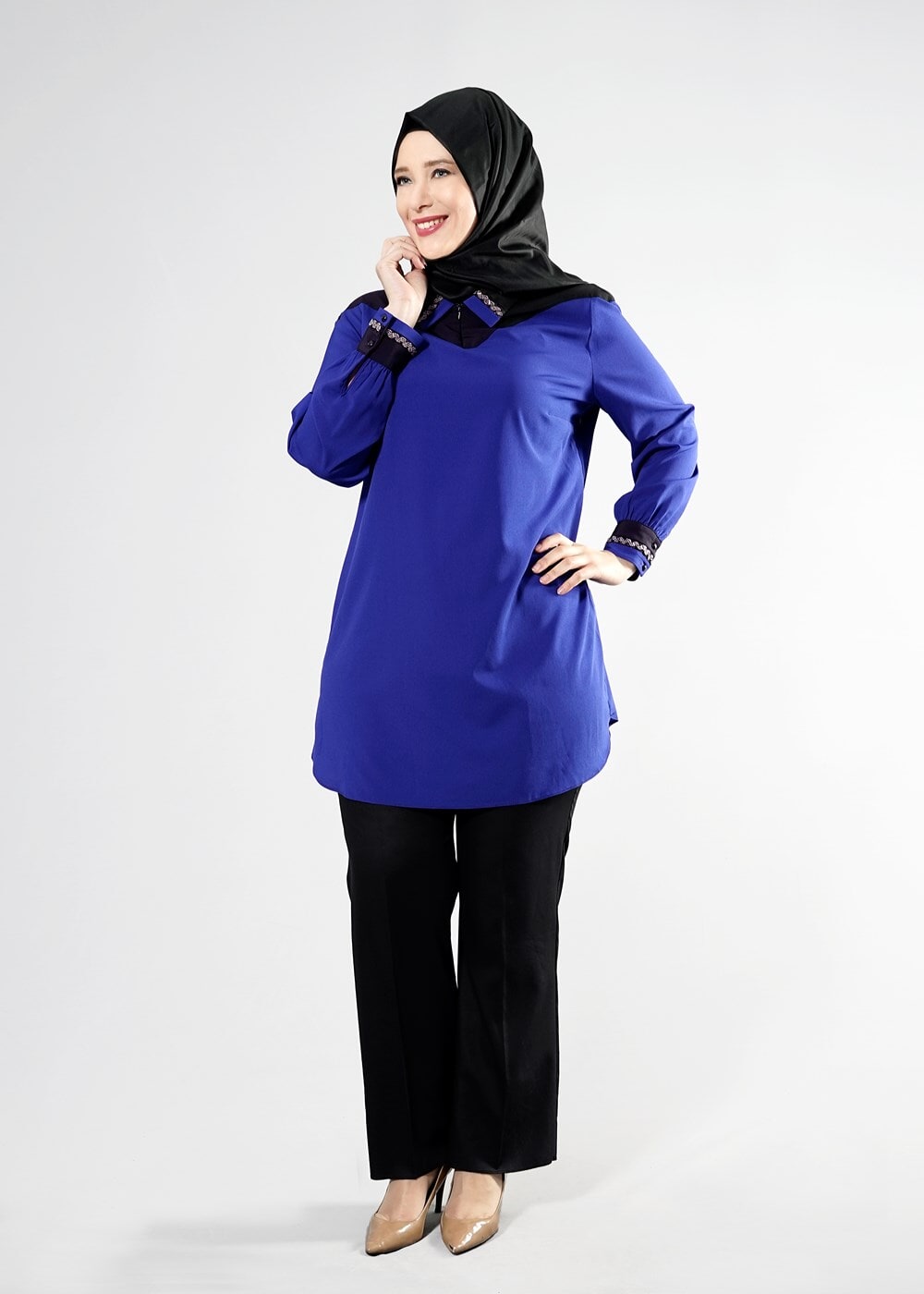 Tesettür giyim LACİVERT T 2483 Eliz Tesettür Tunik-Alv Fashion