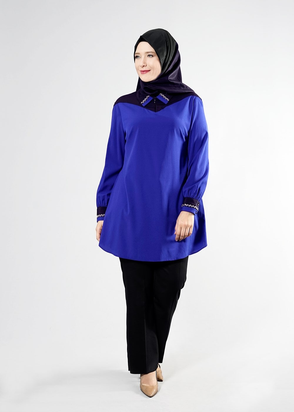 Tesettür giyim LACİVERT T 2483 Eliz Tesettür Tunik-Alv Fashion