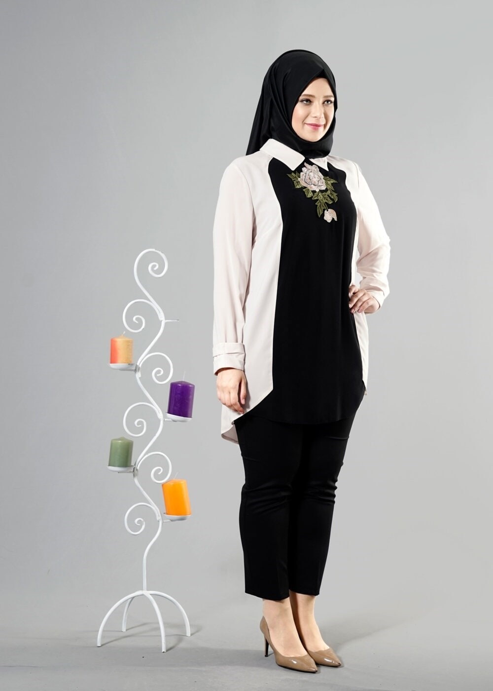 Tesettür giyim BEJ T 2486 Gino Tesettür Tunik-Alv Fashion