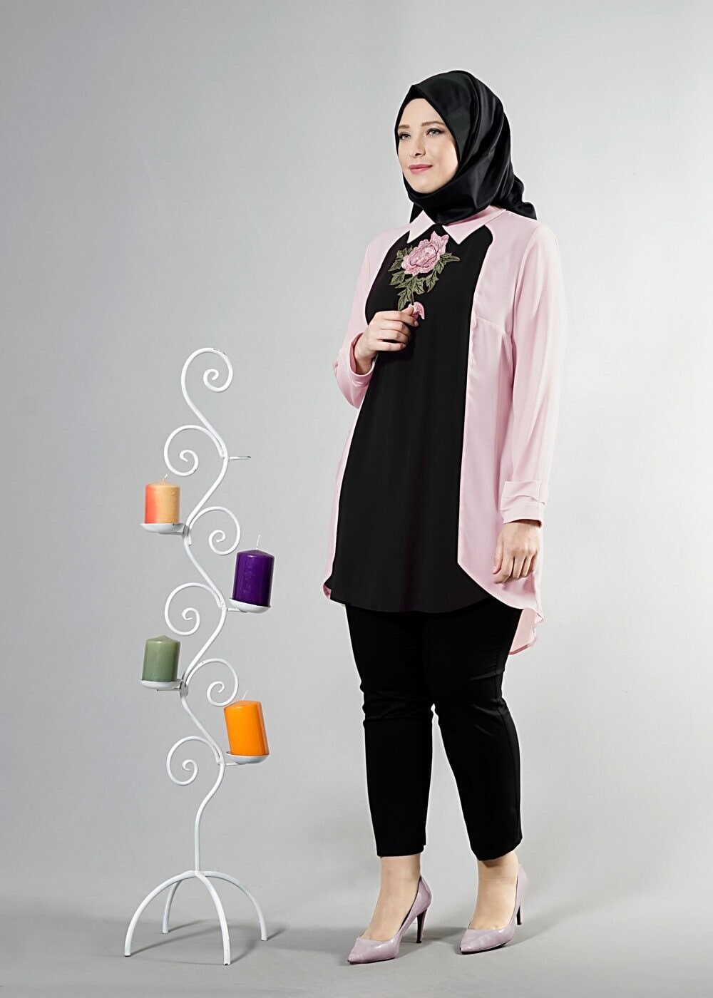 Tesettür giyim PUDRA T 2486 Gino Tesettür Tunik-Alv Fashion