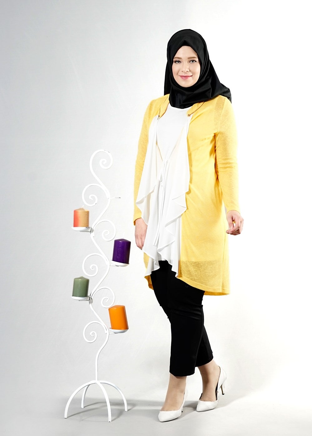 Tesettür giyim SARI T 2514 Evin 2Li Tesettür Tunik-Alv Fashion