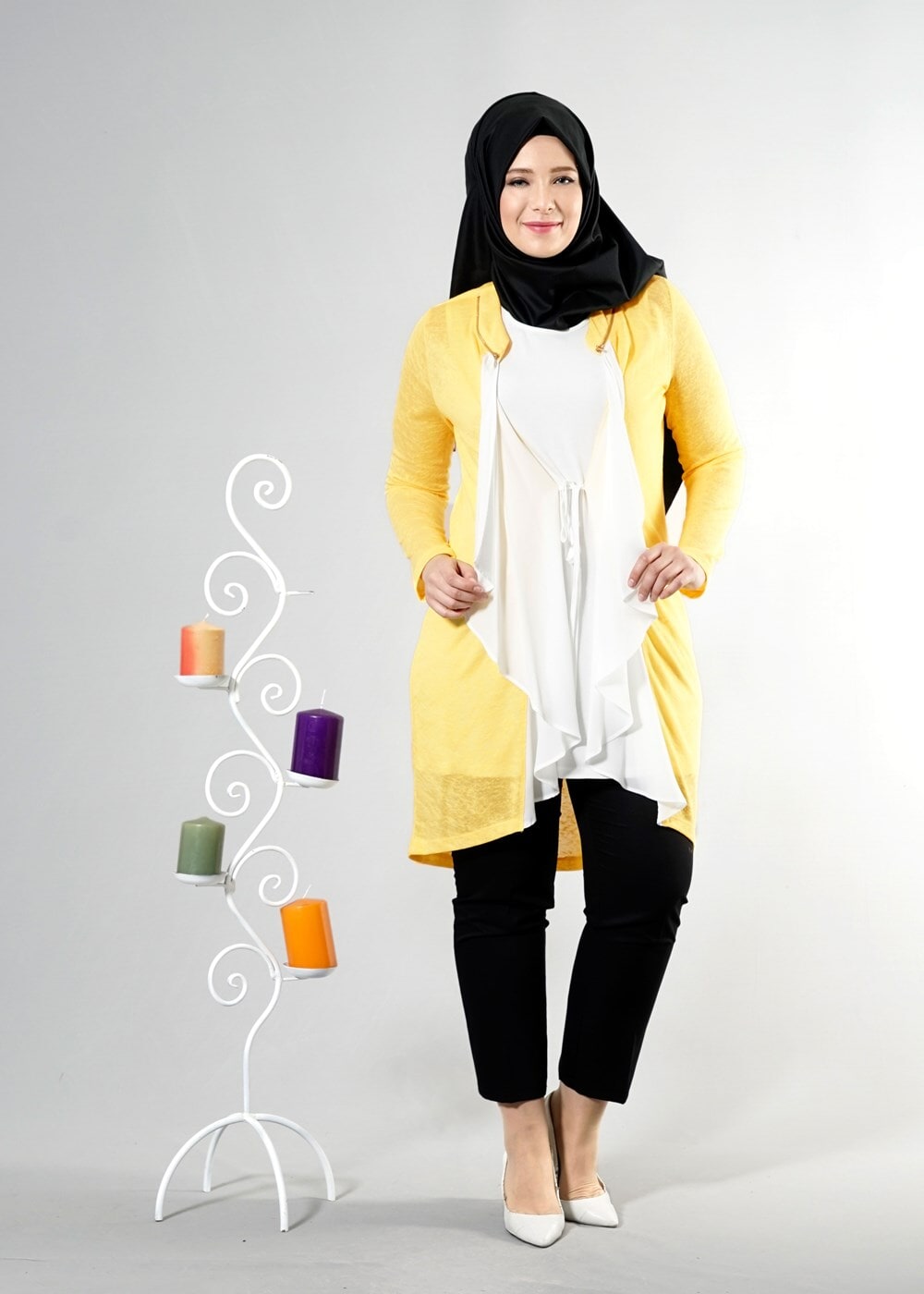 Tesettür giyim SARI T 2514 Evin 2Li Tesettür Tunik-Alv Fashion