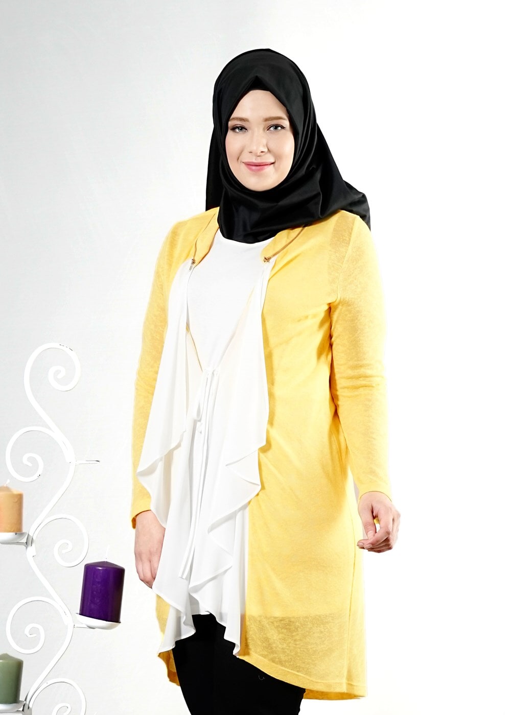 Tesettür giyim SARI T 2514 Evin 2Li Tesettür Tunik-Alv Fashion