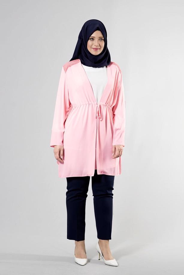 Tesettür giyim PUDRA T 2516 Port  Crep  Düz Tesettür Ceket-Alv Fashion - TRENDTESETTÜR