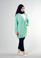 Vêtements hijab VERT T 2516 Port  Crep  Düz Tesettür Ceket-Alv Fashion