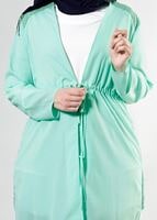 Vêtements hijab VERT T 2516 Port  Crep  Düz Tesettür Ceket-Alv Fashion