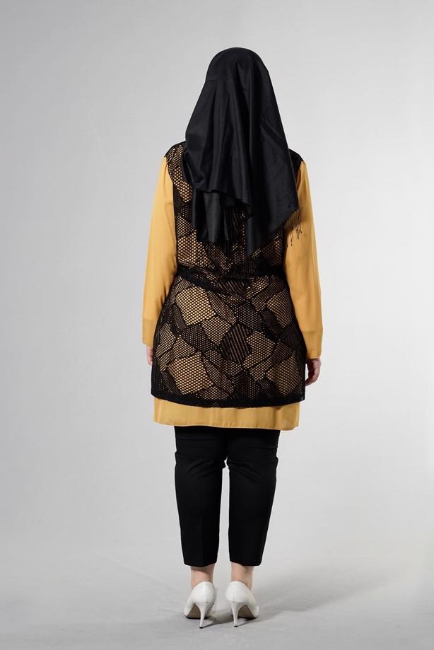 Tesettür giyim TURUNCU T 2516 Port  Crep  Düz Tesettür Ceket-Alv Fashion - TRENDTESETTÜR