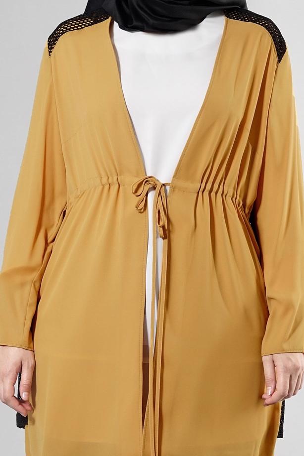 Vêtements hijab ORANGE T 2516 Port  Crep  Düz Tesettür Ceket-Alv Fashion - TRENDTESETTÜR