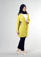 Vêtements hijab VERT T 2516 Port  Crep  Düz Tesettür Ceket-Alv Fashion