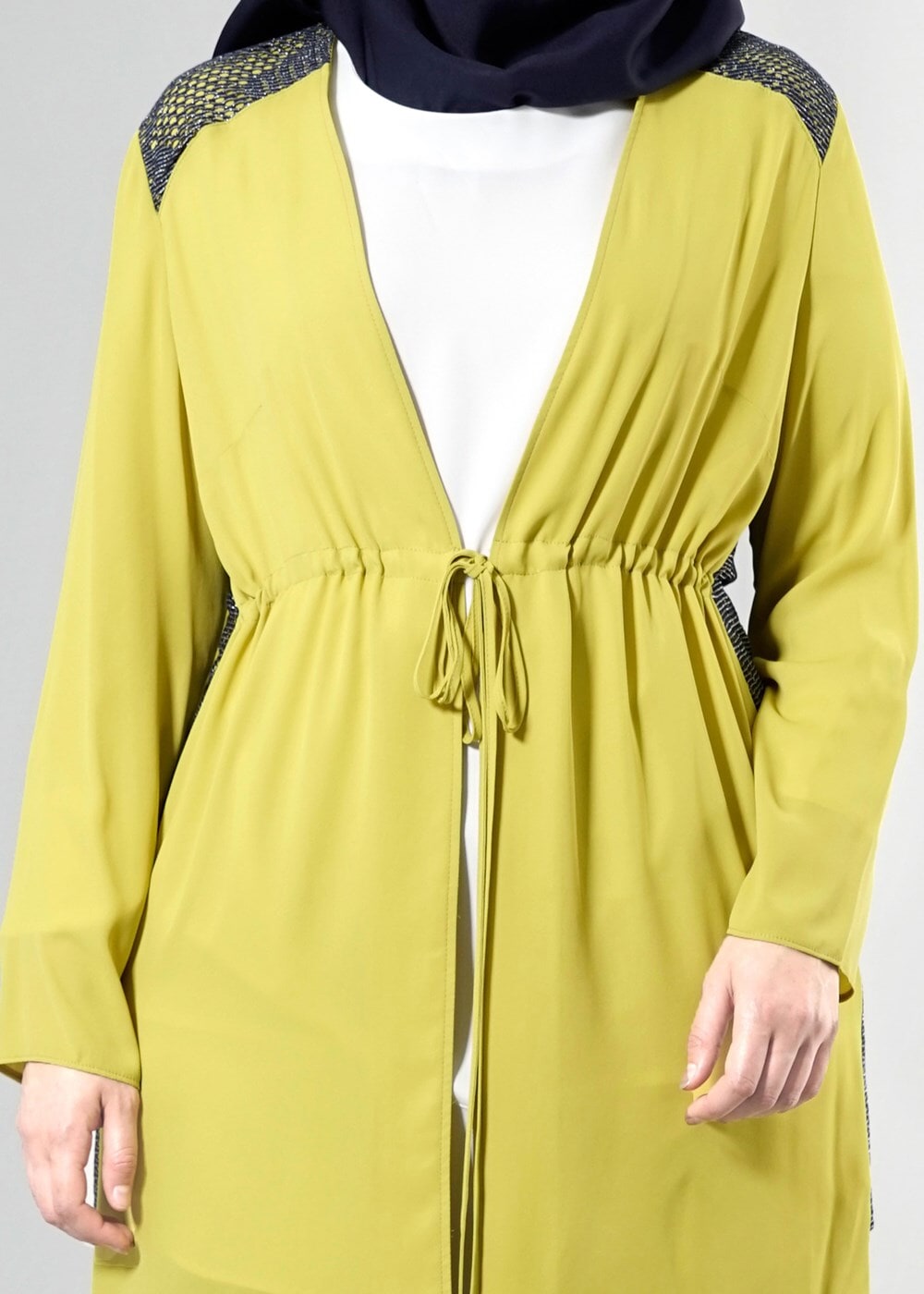 Vêtements hijab VERT T 2516 Port  Crep  Düz Tesettür Ceket-Alv Fashion