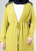 Vêtements hijab VERT T 2516 Port  Crep  Düz Tesettür Ceket-Alv Fashion