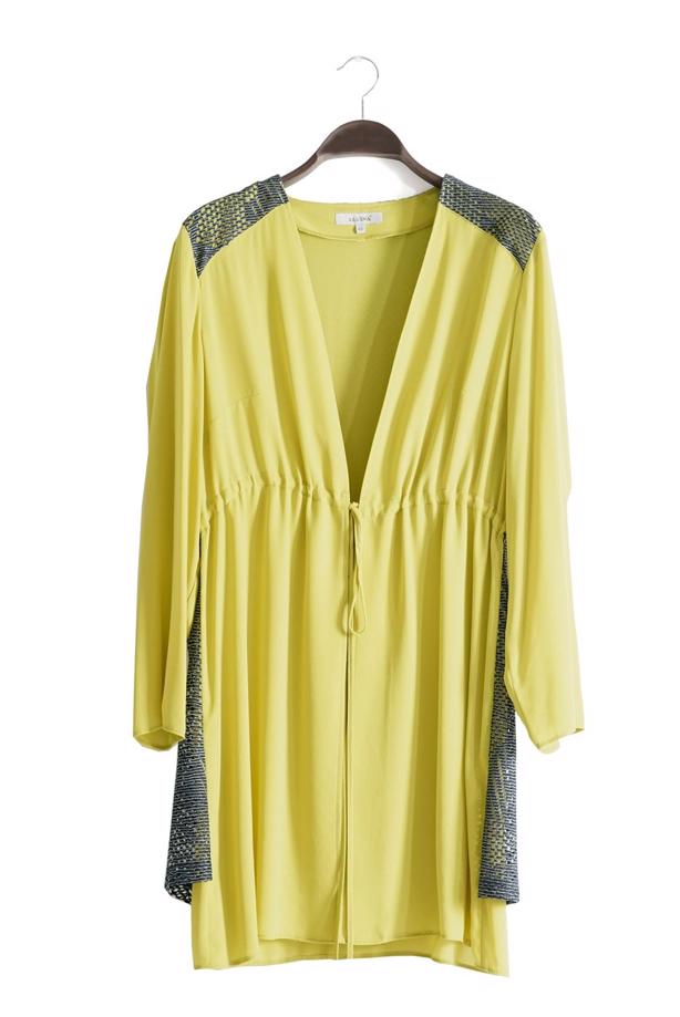 Vêtements hijab VERT T 2516 Port  Crep  Düz Tesettür Ceket-Alv Fashion - TRENDTESETTÜR