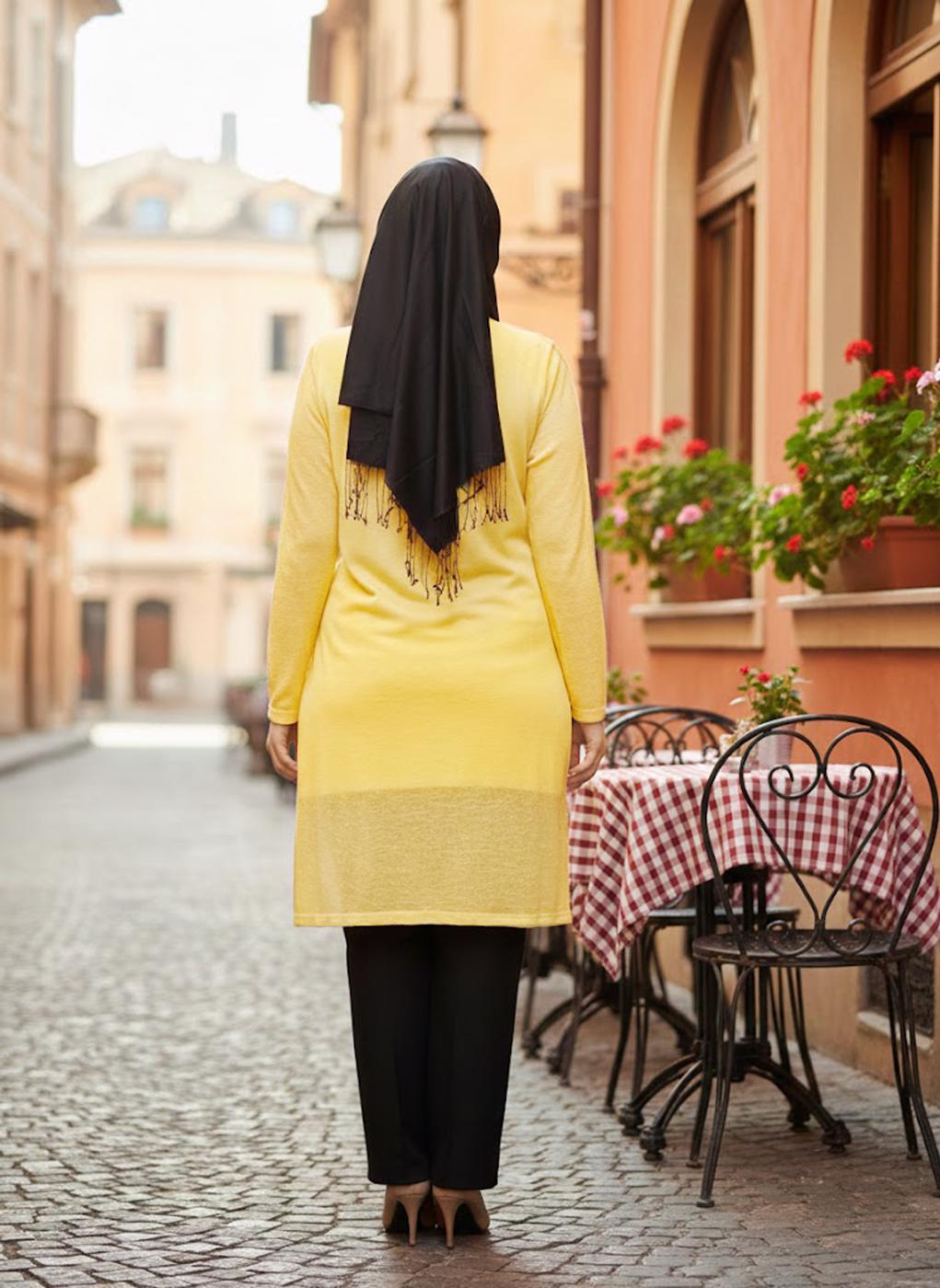 Tesettür giyim SARI ALVİNA İKİLİ ŞİFON TUNİK T 2520