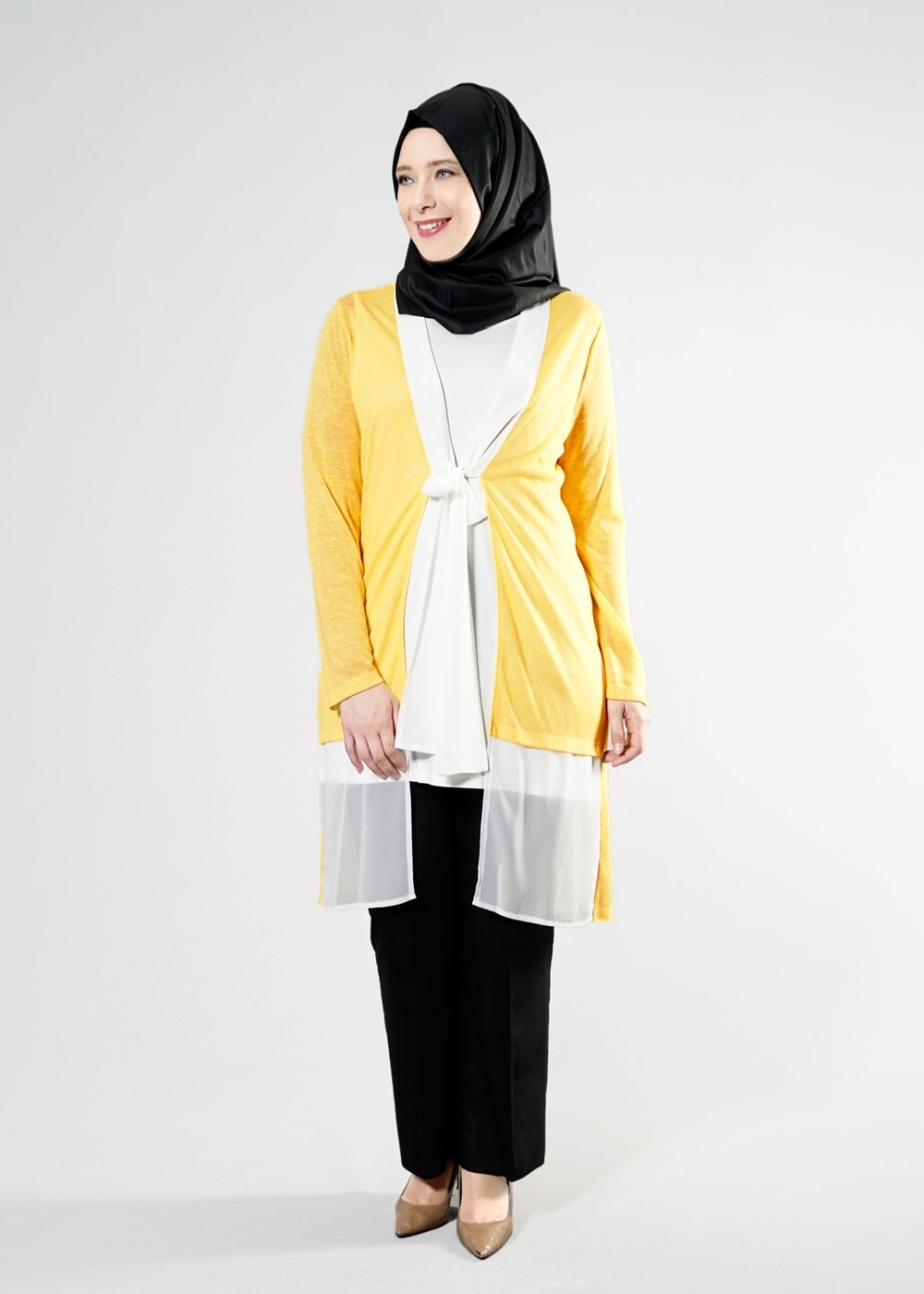 Tesettür giyim SARI T 2520 Evin 2 li Tesettür Tunik-Alv Fashion