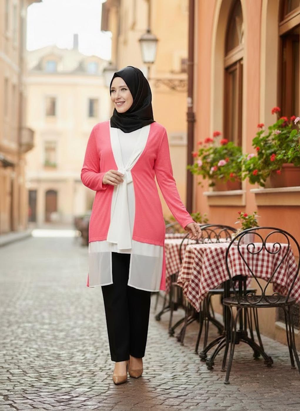 Tesettür giyim MERCAN ALVİNA İKİLİ ŞİFON TUNİK T 2520