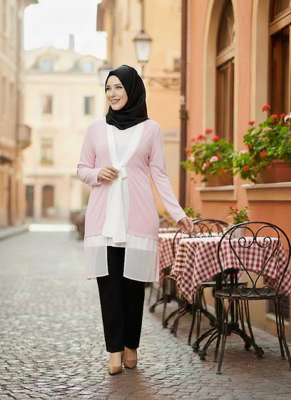 Tesettür giyim PUDRA ALVİNA İKİLİ ŞİFON TUNİK T 2520