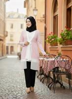 Tesettür giyim PUDRA ALVİNA İKİLİ ŞİFON TUNİK T 2520