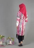 Tesettür giyim FUŞYA PÜSKÜL DETAYLI DESENLİ TUNİK 4584 