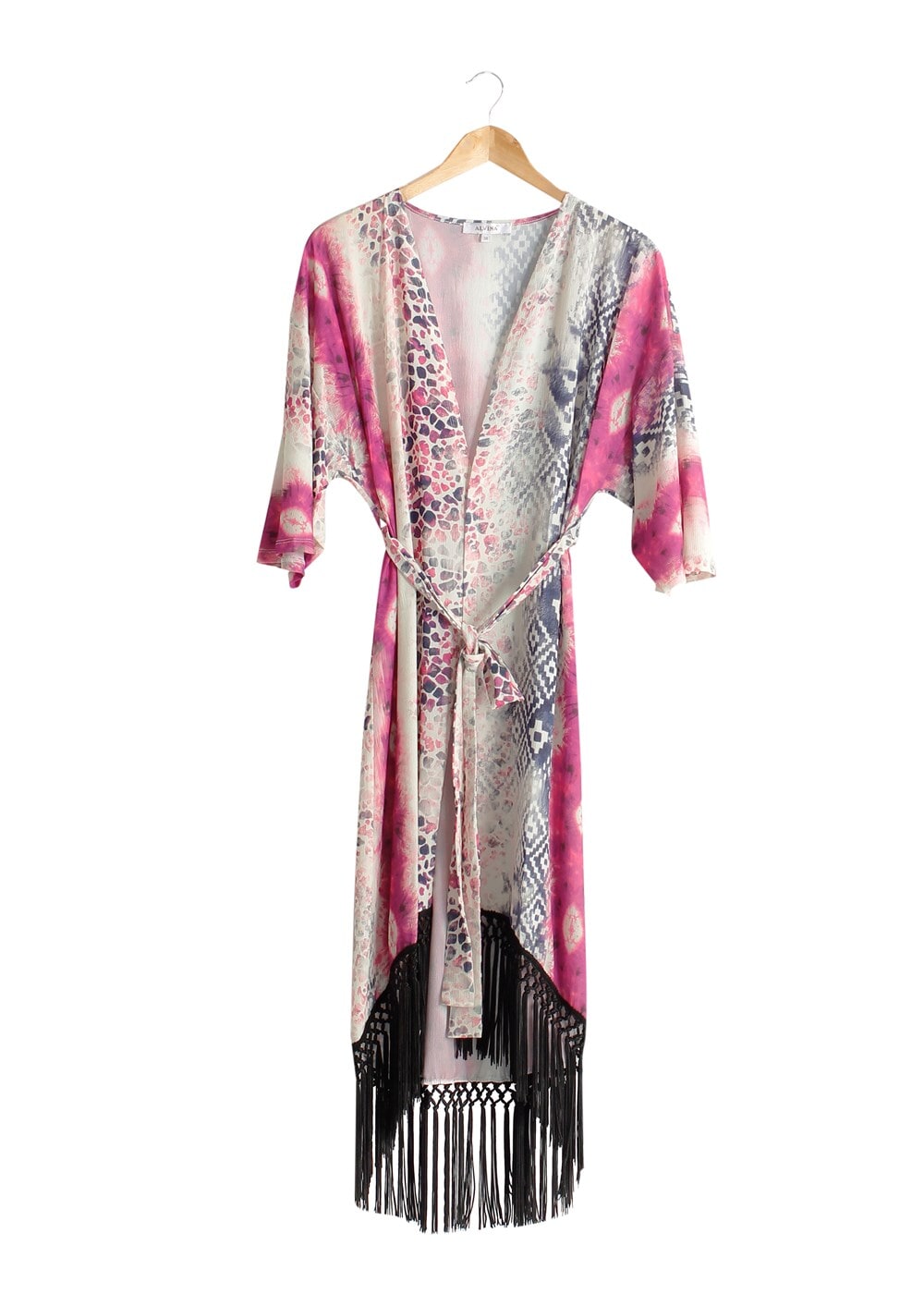 Tesettür giyim FUŞYA PÜSKÜL DETAYLI DESENLİ TUNİK 4584 