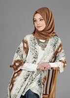 Tesettür giyim VİZON PÜSKÜL DETAYLI DESENLİ TUNİK 4584 