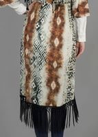 Tesettür giyim VİZON PÜSKÜL DETAYLI DESENLİ TUNİK 4584 