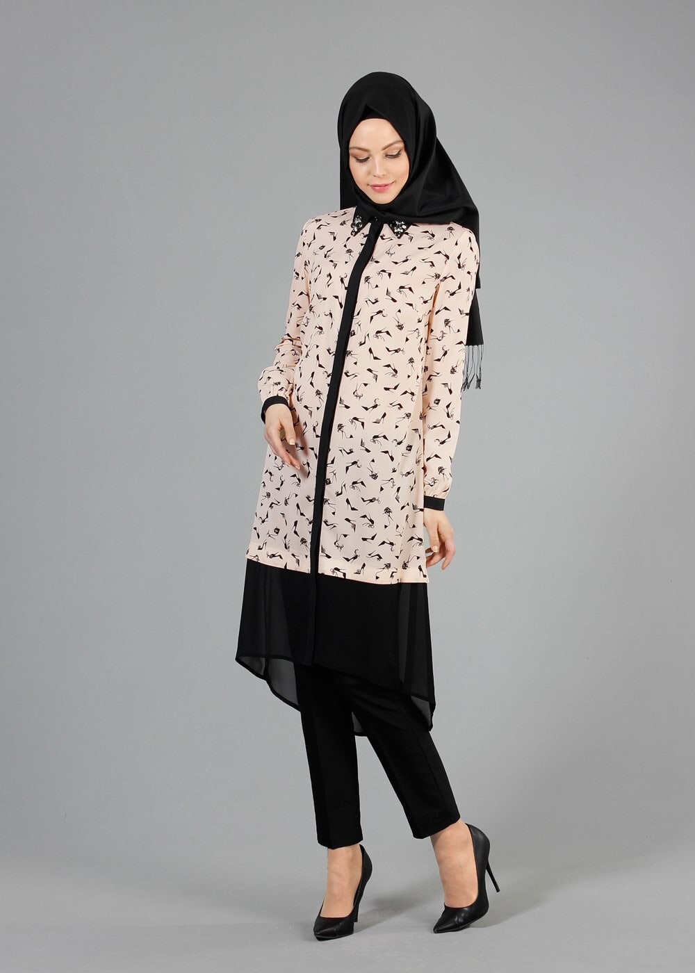 Tesettür giyim PUDRA T 4618 Rosa Tesettür Tunik-Alv Fashion