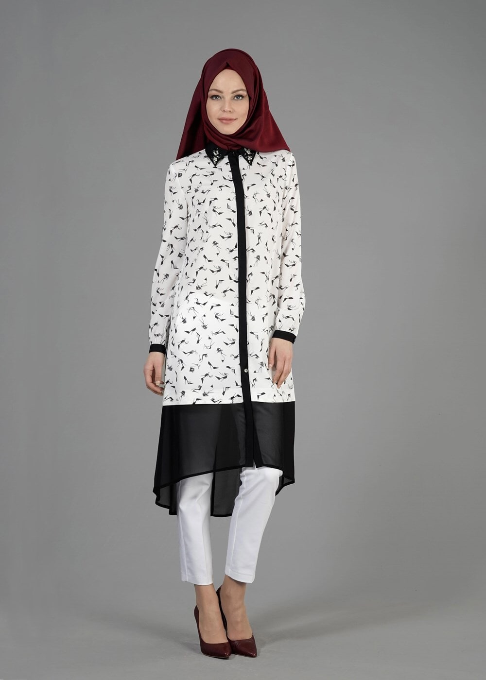 Tesettür giyim KREM T 4618 Rosa Tesettür Tunik-Alv Fashion