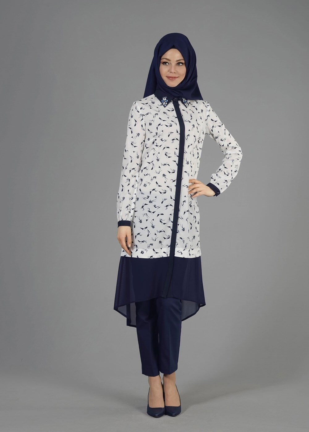 Tesettür giyim KREM T 4618 Rosa Tesettür Tunik-Alv Fashion