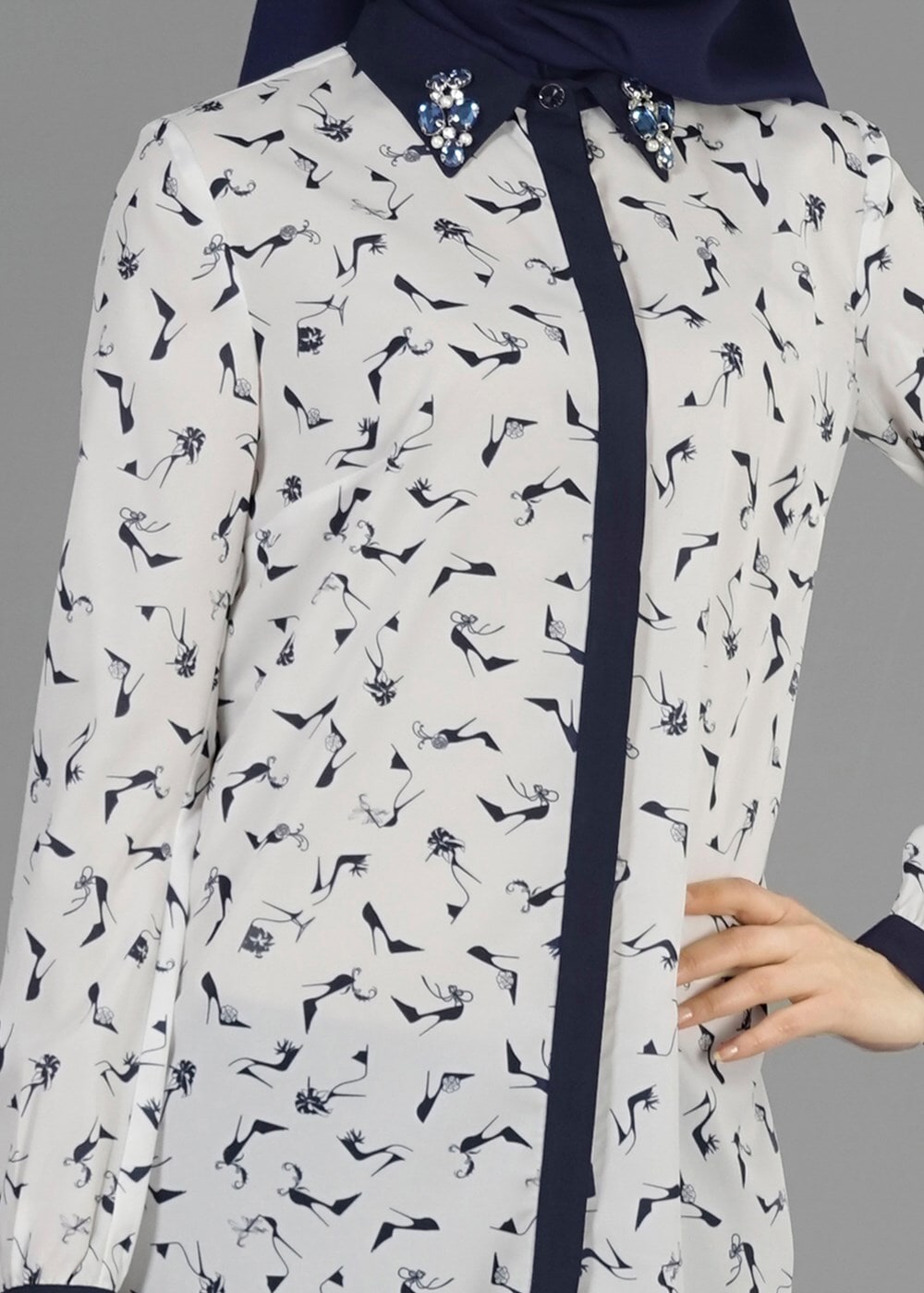 Tesettür giyim KREM T 4618 Rosa Tesettür Tunik-Alv Fashion