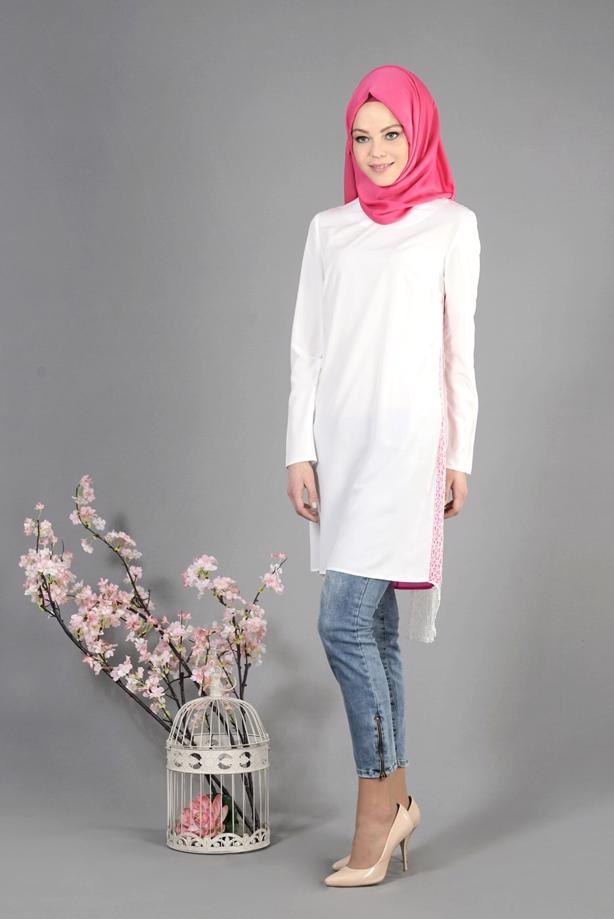 Vêtements hijab  T 4621 İndila Tesettür Tunik-Alv Fashion - TRENDTESETTÜR