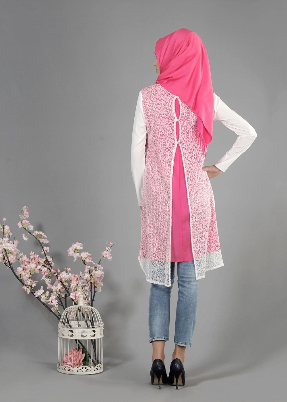 Vêtements hijab POUDRE T 4621 İndila Tesettür Tunik-Alv Fashion