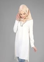 Tesettür giyim KREM T 4621 İndila Tesettür Tunik-Alv Fashion