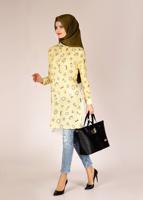 Tesettür giyim SARI ALVİNA DESENLİ TUNİK T 4624