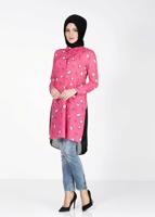 Tesettür giyim FUŞYA ALVİNA DESENLİ TUNİK T 4624