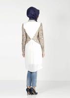 Tesettür giyim HAKİ ALVİNA DESENLİ TUNİK T 4624