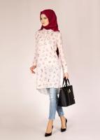 Tesettür giyim PUDRA ALVİNA DESENLİ TUNİK T 4624