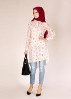 Tesettür giyim PUDRA ALVİNA DESENLİ TUNİK T 4624