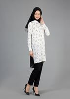 Tesettür giyim KREM ALVİNA DESENLİ TUNİK T 4624